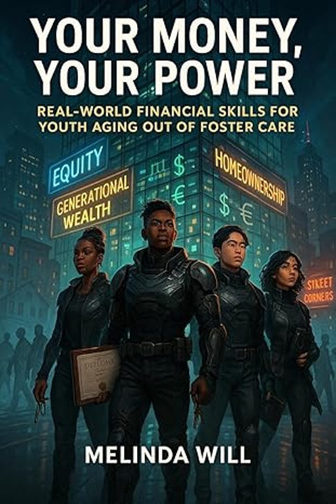 Three superheroes stand united with a glowing shield symbolizing financial power.